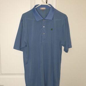 Peter Millar Summer Comfort Light Blue Stripe Raleigh Club Golf Polo shirt XL